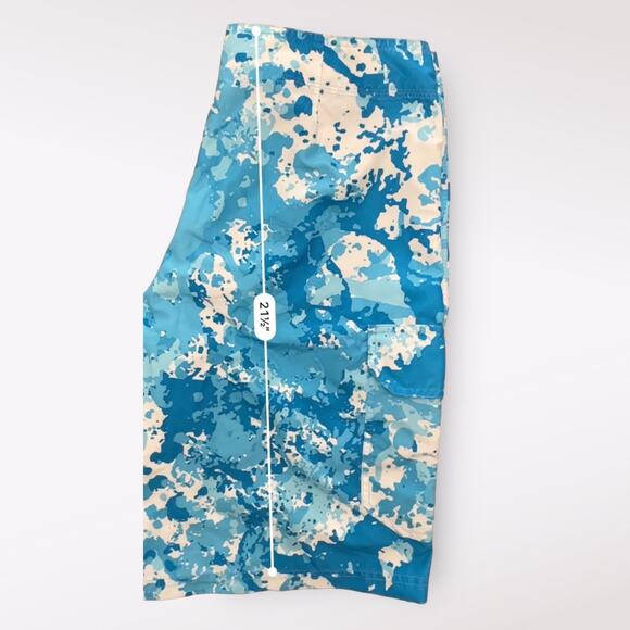 Simms Surf‎ Short Water Splash Capri Blue Swim Trunk Shorts Size 32 - Picture 8 of 9